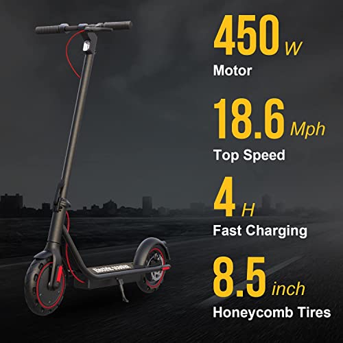 Electric Scooter 450W Powerful Motor,19mph Speed and 8.5” Honeycomb Solid Tires