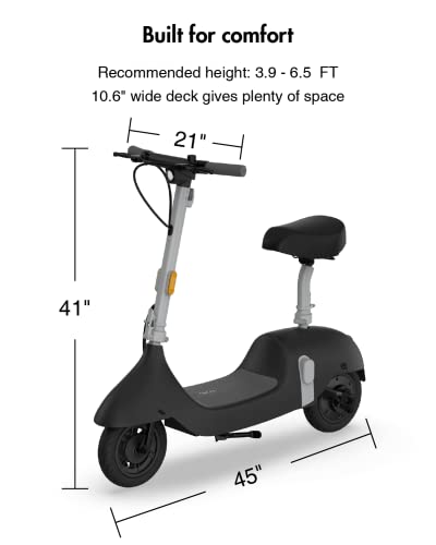 OKAI EA10 Electric Scooter with Seat, Up to 25 Miles Range & 15.5MPH