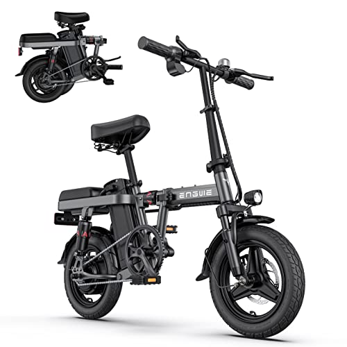 ENGWE T14 Folding Electric Bikes for Adults Teens 350W 19.2MPH 14" Fat Tire Mini Ebike