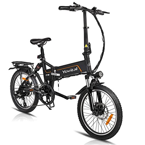 Yovital Folding Electric Bike, 20" Electric Bikes for Adults with Removable Battery