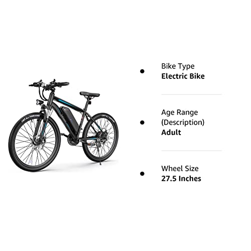 Wooken Electric Bike, Electric Bike for Adults 27.5'' E-Bikes with 500W Motor