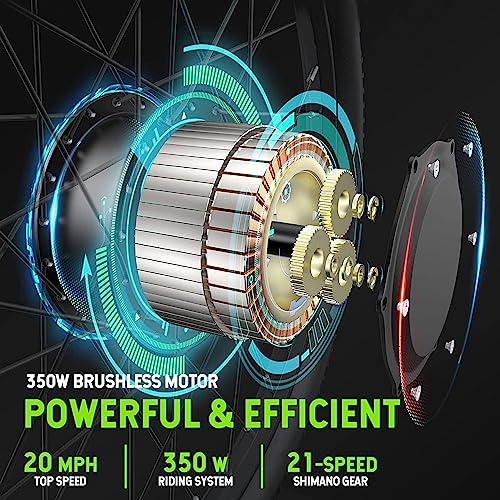 FEOFFY Electric Bike for Adults 350W Electric Bikes 26" Electric Mountain Bike Shimano 21 Speed Gears