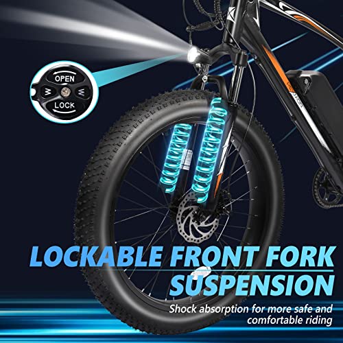 PEXMOR Electric Bike for Adults, 26" Fat Tire Ebike Electric Bicycle for Adults