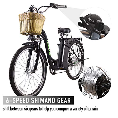 NAKTO Electric Bike Electric City Bike 350W Ebike 26'' Electric Bicycle