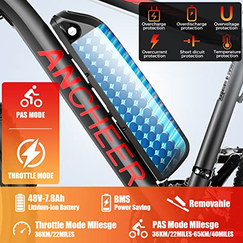 ANCHEER Electric Bike Electric Mountain Bike 500W 26'' Commuter Ebike