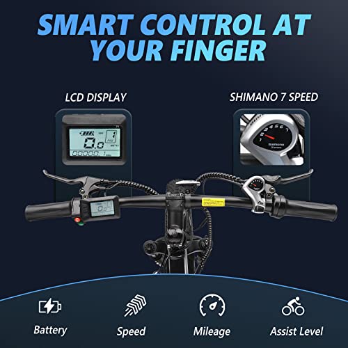 PEXMOR Electric Bike for Adults, 26" Fat Tire Ebike Electric Bicycle for Adults