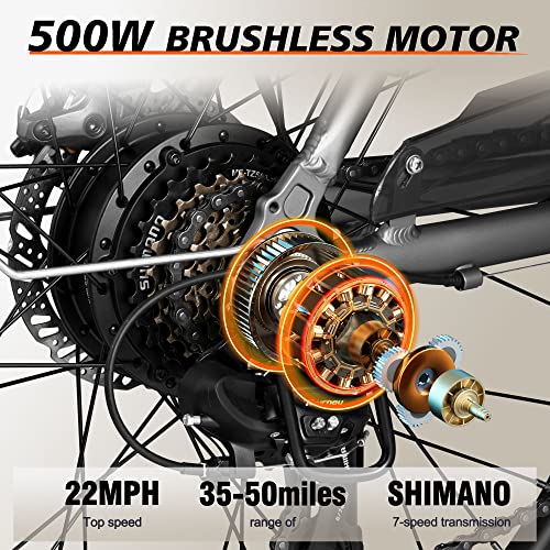 ACTBEST Core Electric Bike, 500W Brushless Motor Cityrun Ebike, 36V 13AH Removable Built-in Battery