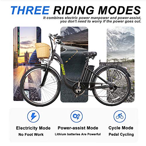 NAKTO Electric Bike Electric City Bike 350W Ebike 26'' Electric Bicycle