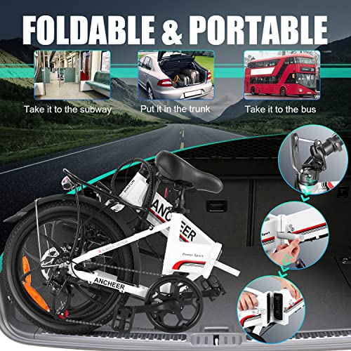 ANCHEER Folding Electric Bike for Adults, 20'' Ebike for Commuting with 48V 10AH Removable Battery
