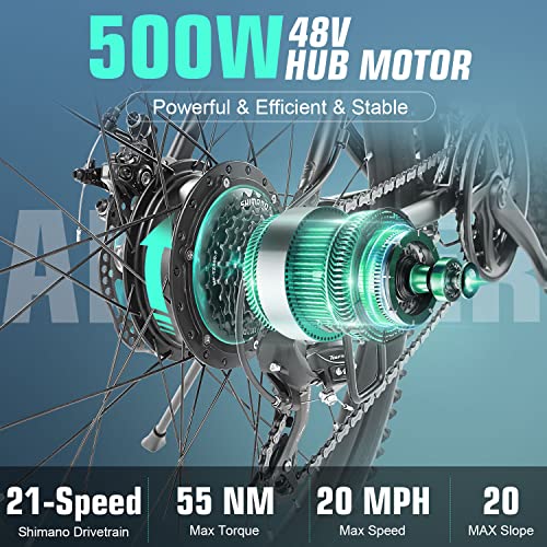 ANCHEER 500W Electric Bike 26'' Gladiator Electric Mountain Bike