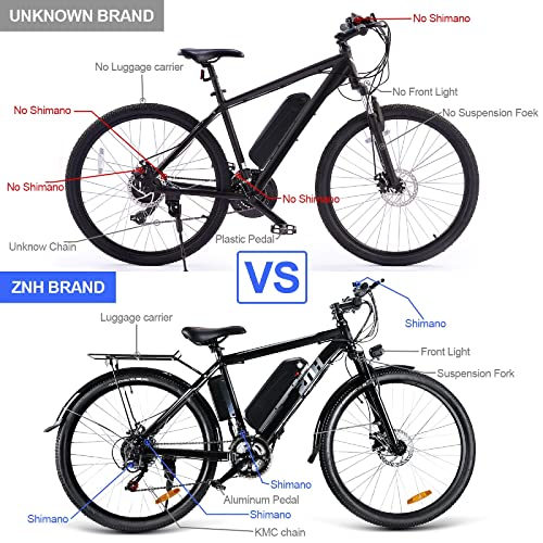 ZNH Electric Bike for Adults,ebike Up to 42 Miles, Mountain Electric Bicycle with Removable Battery